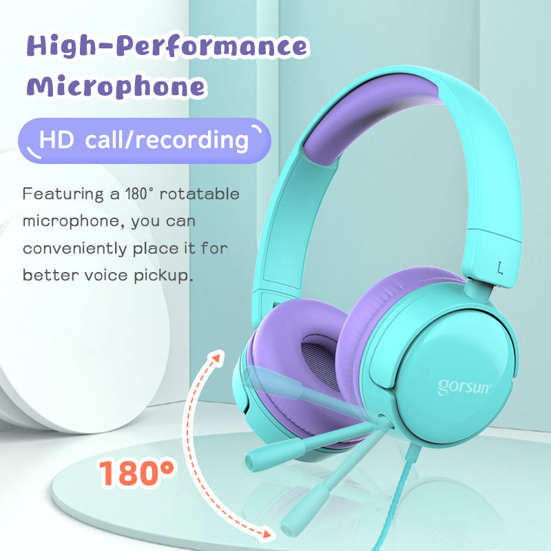 GORSUN A62 Children Wired Headset Adjustable Headphones Cute Ears Earphones with Mic for Listening Learning GORSUN A62 Children Wired Headset Adjustable Headphones Cute Ears Earphones with Mic for Listening Learning